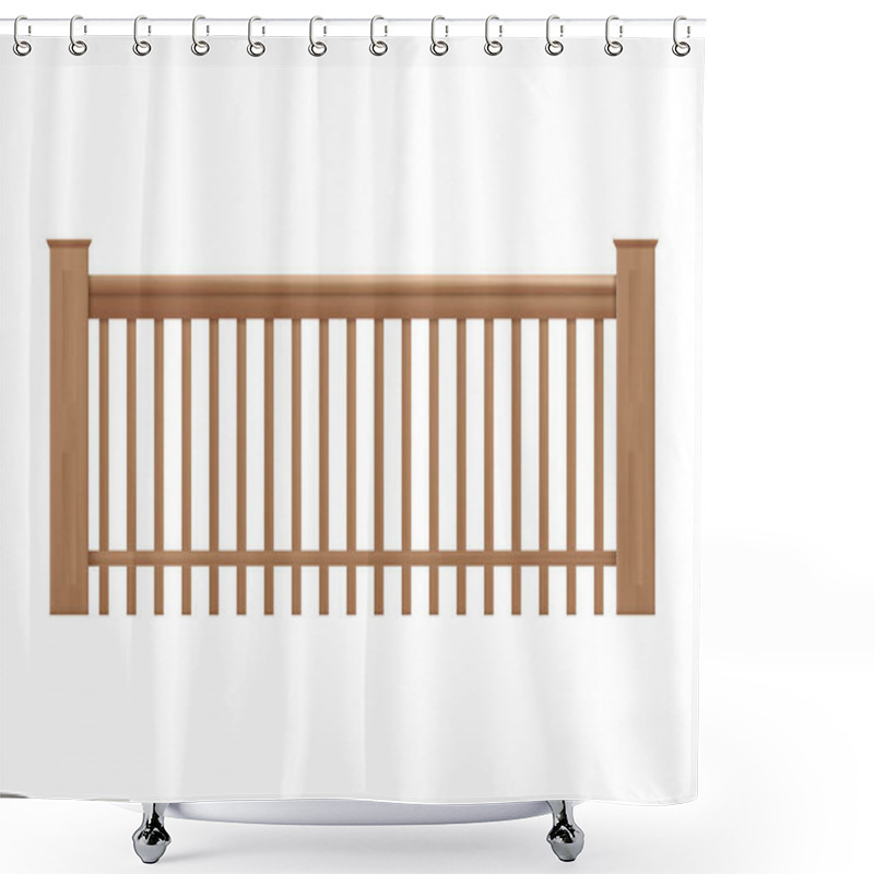 Personality  Wooden Handrails, Banister Or Fencing Realistic Vector Illustration Isolated. Shower Curtains