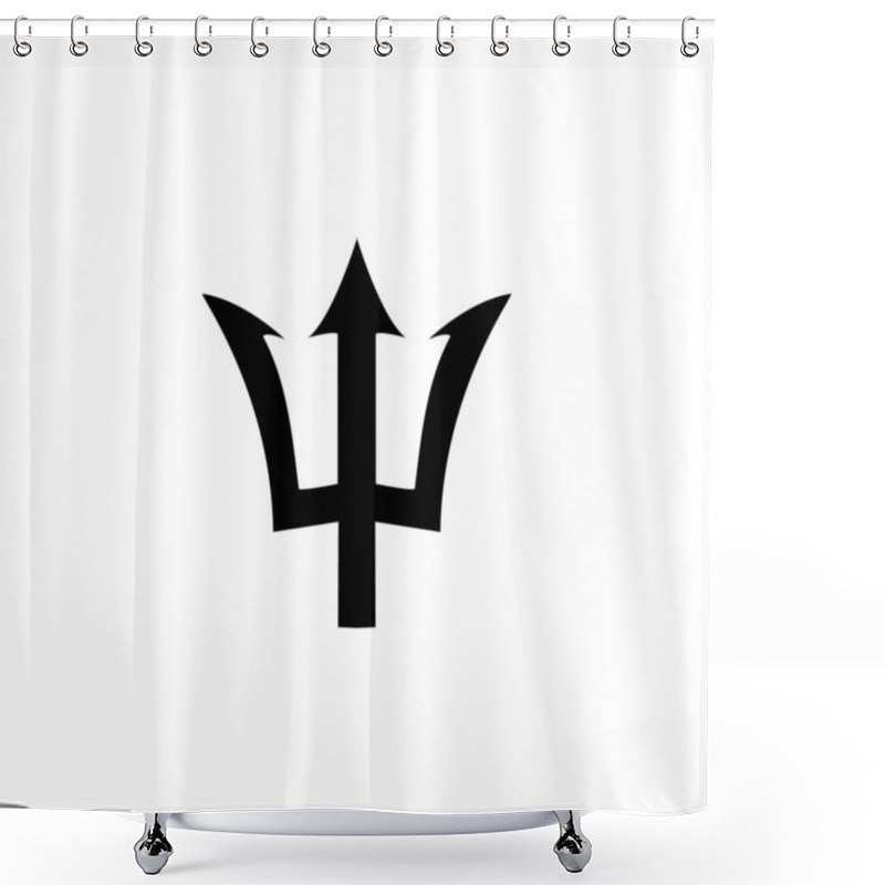 Personality  Trident Black Icon. Neptune Sign. Barbados National Symbol Vector Illustration. Isolated On White. Shower Curtains