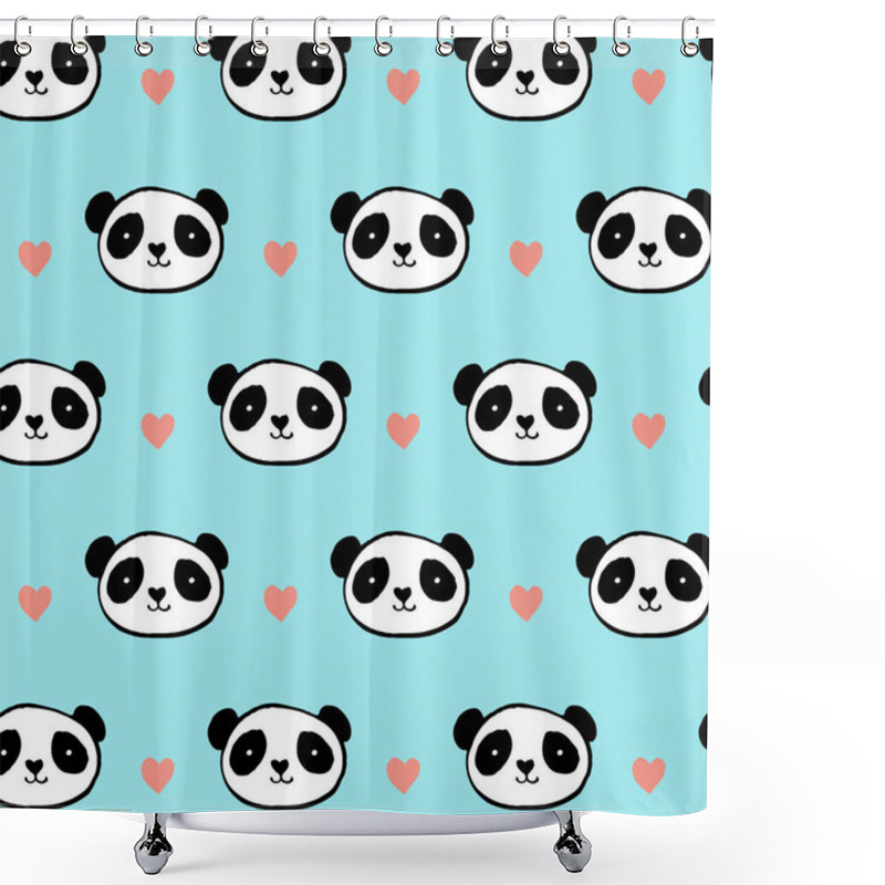 Personality  Cute Panda Bear Seamless Pattern Shower Curtains