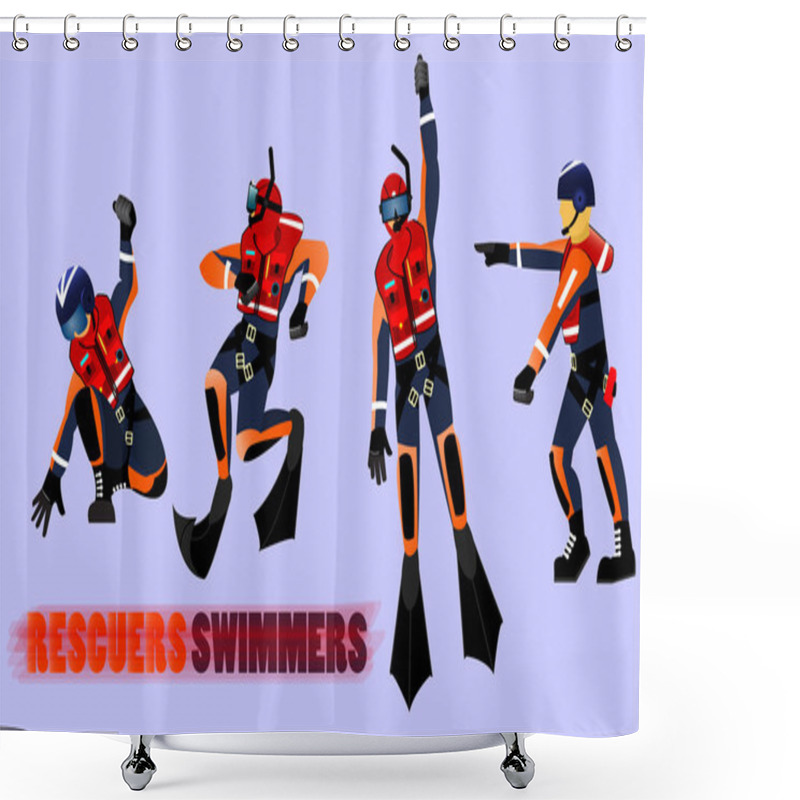 Personality  Rescuers Swimmers. Team Rescue. Set Rescuers. Shower Curtains