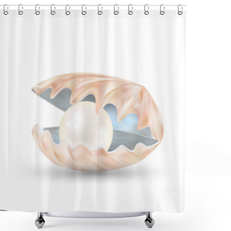 Personality  Bright Pearl In A Opened Sea Shell  Shower Curtains