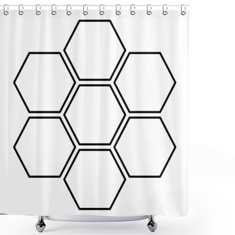 Personality  Hexagonal Technology Concept Hexagon Six Items Bee Sota Geometry Six Sided Polygon Contour Outline Line Icon Black Color Vector Illustration Image Thin Flat Style Simple Shower Curtains