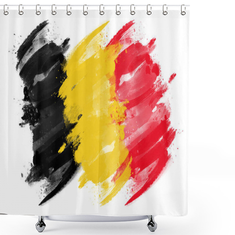 Personality  Belgium Flag Designed With A Brush Stroke Effect Shower Curtains