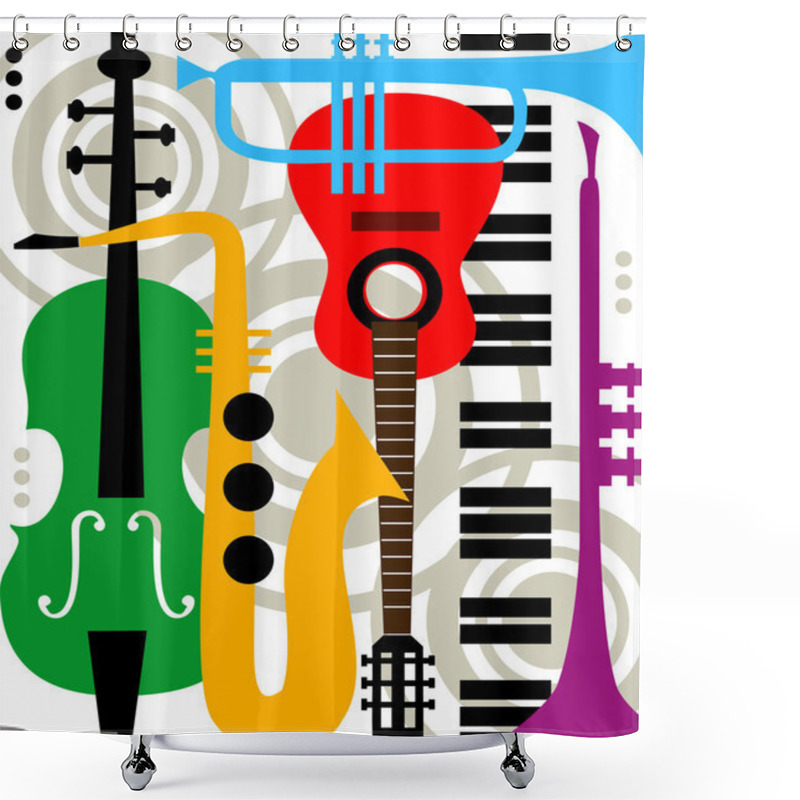 Personality  Abstract Vector Music Instruments Shower Curtains