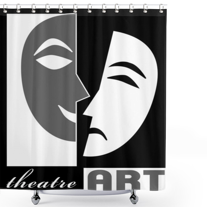 Personality  Theatre Poster Template In Simple Classic Style With Happy And Sad Mask. Shower Curtains