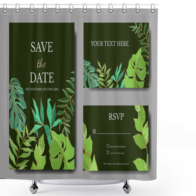 Personality  Vector Palm Beach Tree Leaves Jungle Botanical. Black And White Engraved Ink Art. Wedding Background Card Border. Shower Curtains