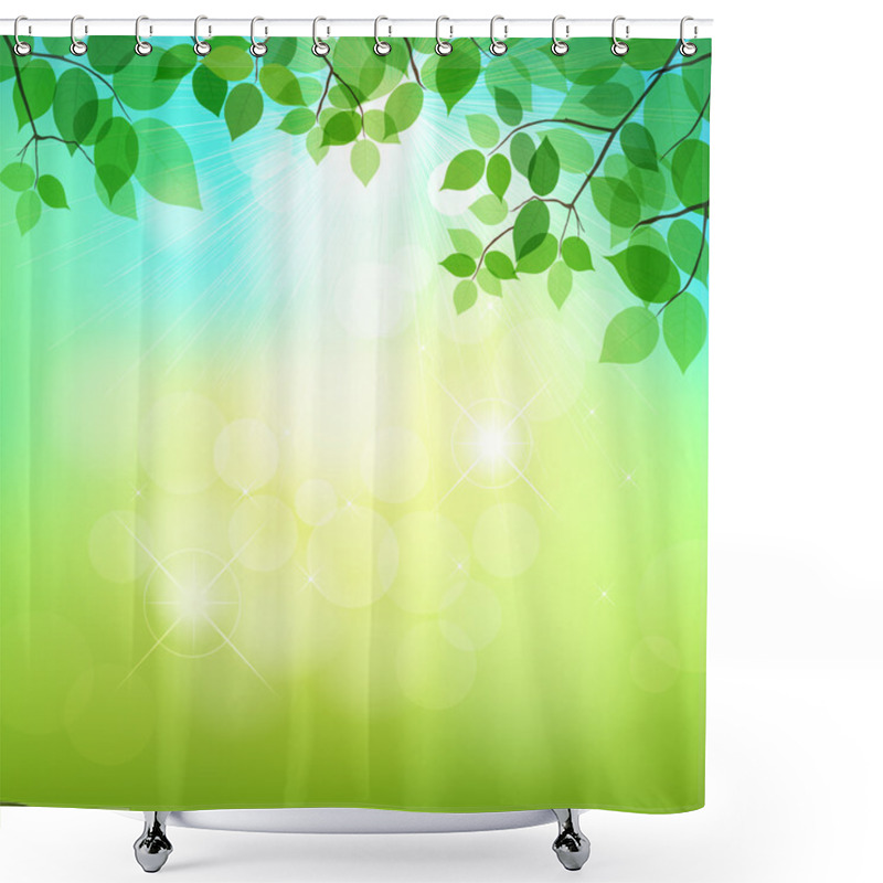 Personality  Fresh Green Leaves On Natural Background Shower Curtains