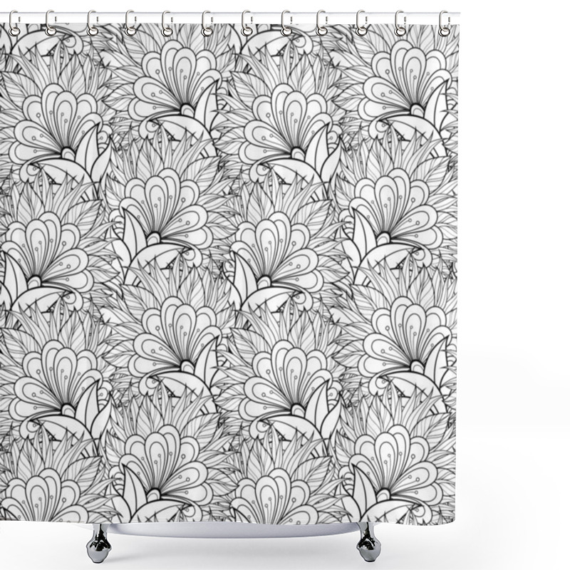 Personality  Monochrome Floral Pattern Shower Curtains