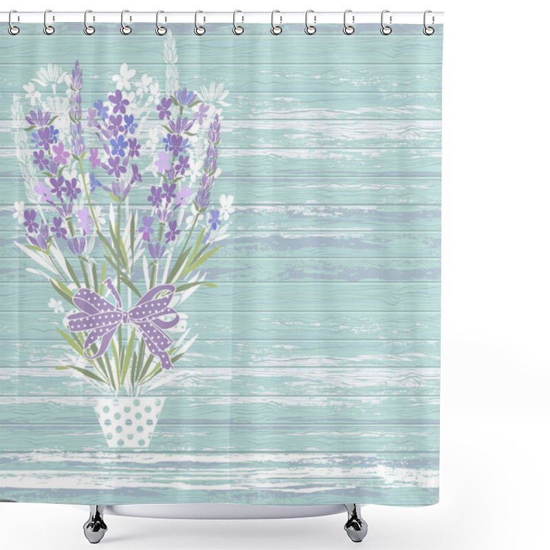 Personality  Lavender In A Flowerpot Illustration Shower Curtains