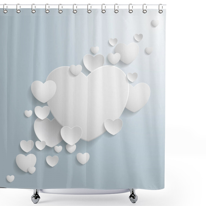 Personality  White Hearts Shower Curtains