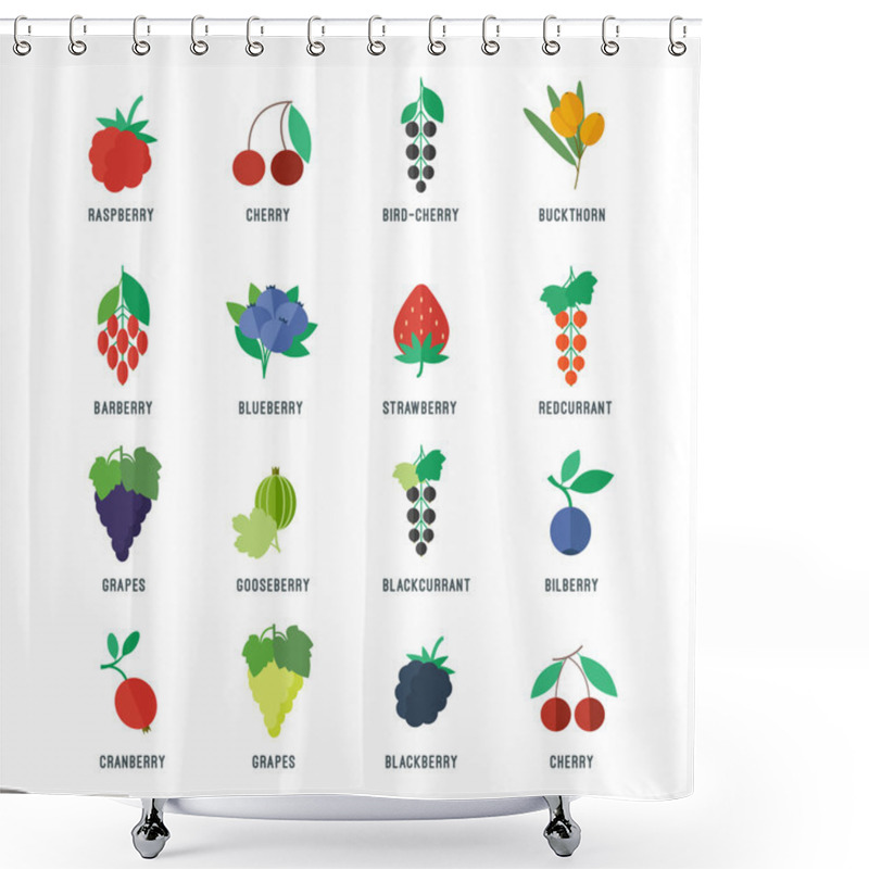 Personality  Berries Vector Icons Set Shower Curtains