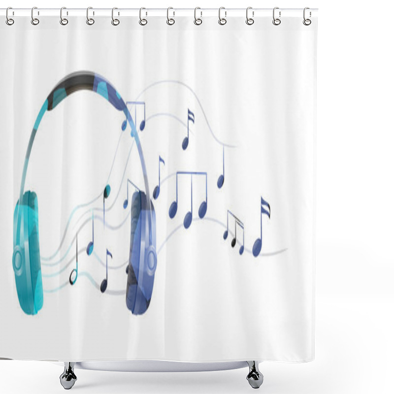 Personality  A Headphone With Musical Notes Shower Curtains