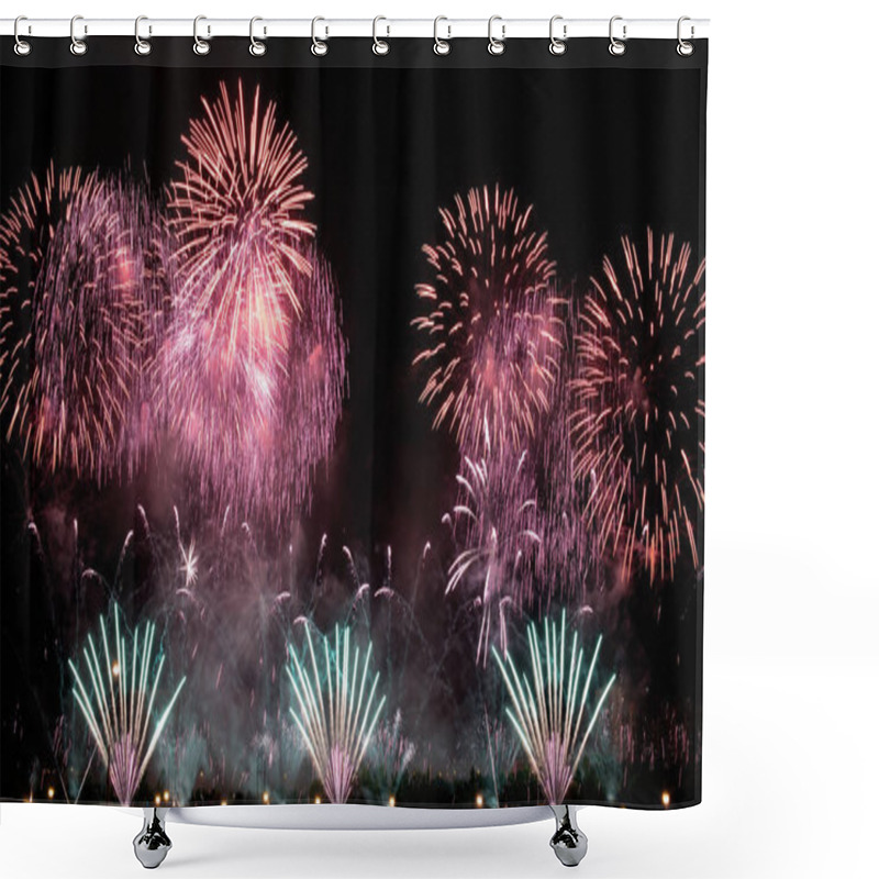 Personality  Fireworks Background, Festival Anniversary, New Year Christmas Show Shower Curtains