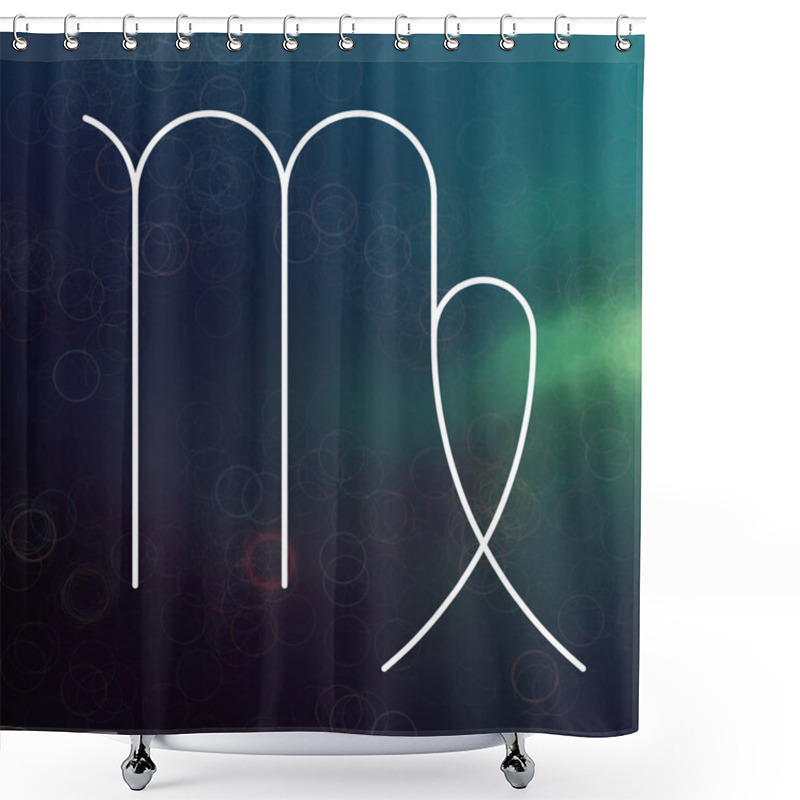 Personality  Zodiac Sign - Virgo. White Thin Line Astrological Symbols On Blurry Colorful Abstract Background. Shower Curtains