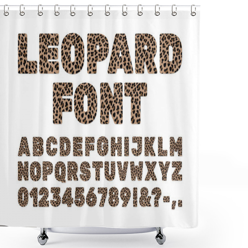 Personality  Leopard Letters And Numbers Leopard Spots Font Wild Animal Alphabet Shower Curtains