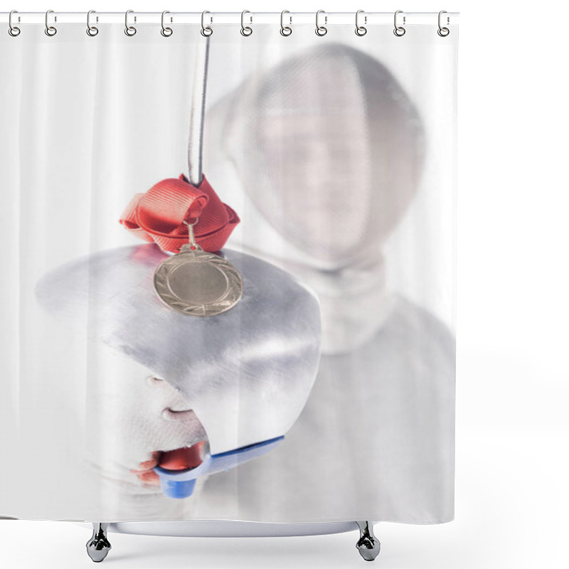 Personality  Professional Fencer With Medal Shower Curtains