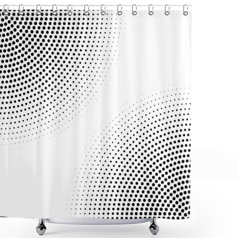 Personality  Halftone Circle Dotted Corners. Vector Monochrome Ink Dotted Grunge Background Shower Curtains