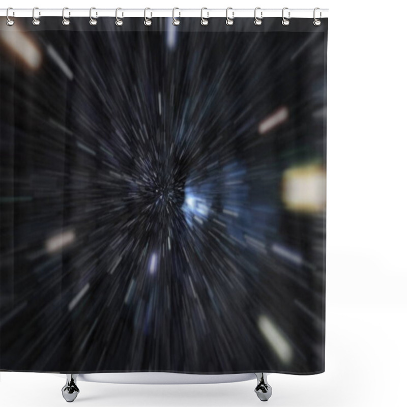 Personality  Abstract Of Warp Or Hyperspace Motion In Blue Star Trail. Shower Curtains