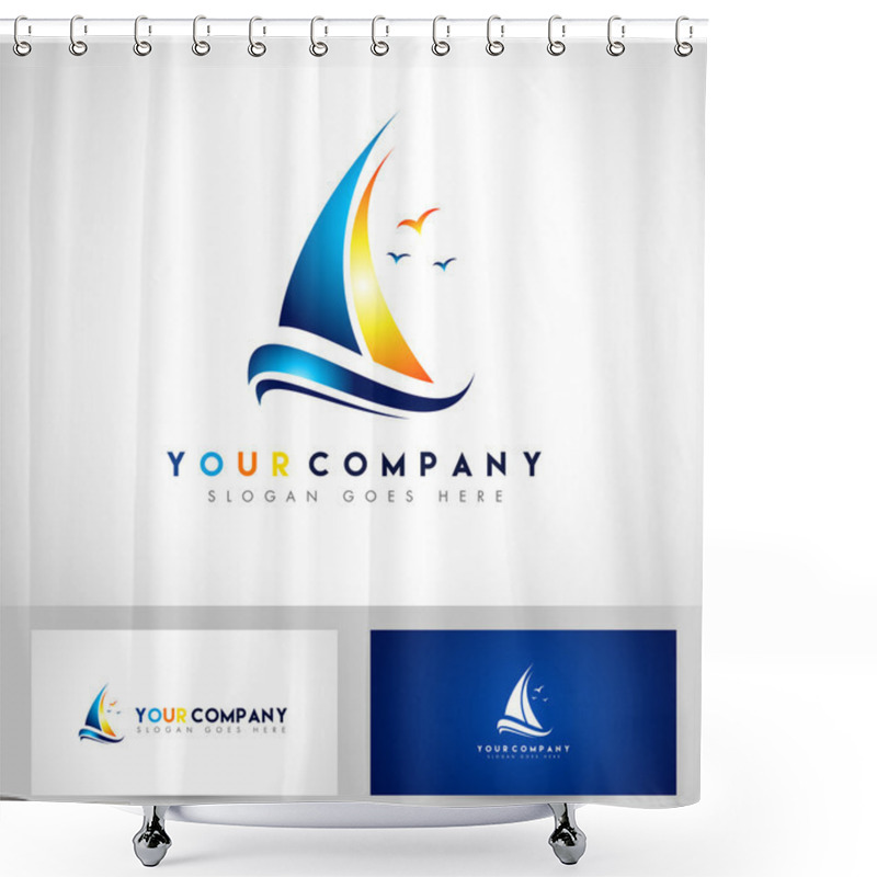 Personality  Sailing Boat Logo Shower Curtains