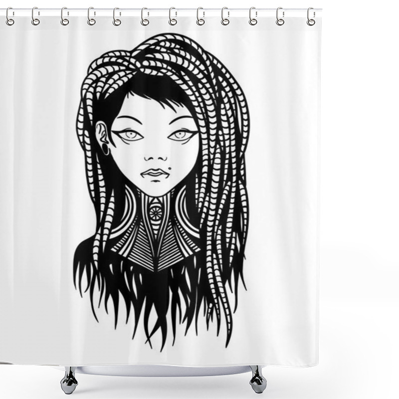 Personality  Subcultural Girl With Dreadlocks And Piercing. Shower Curtains