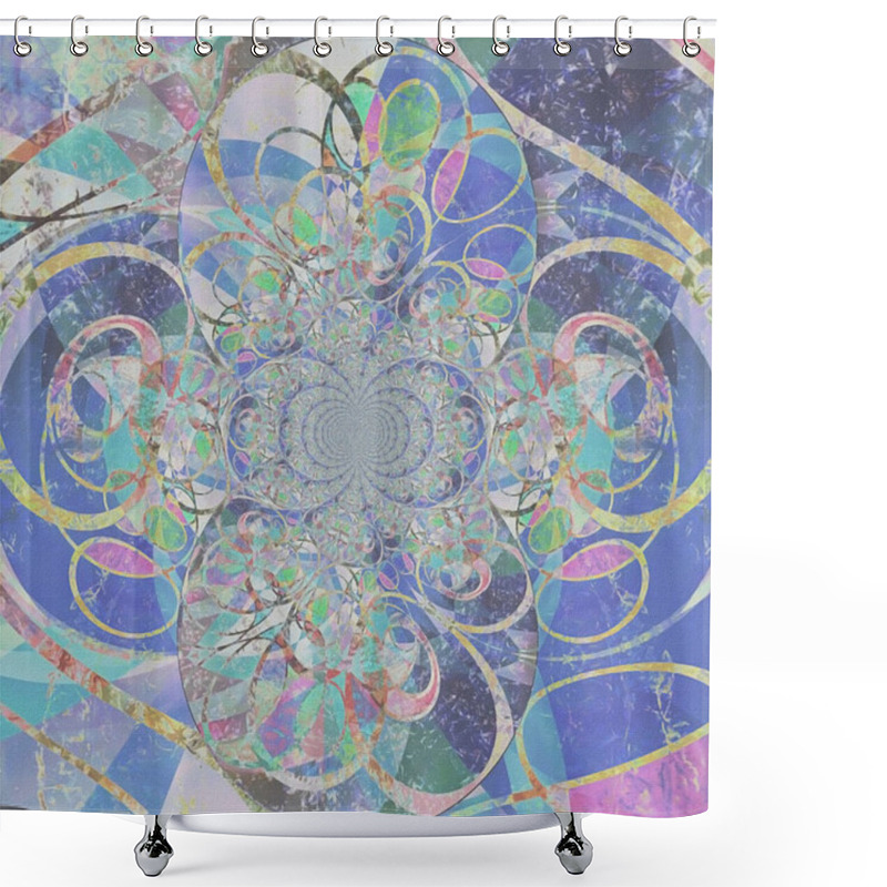 Personality  Fractal With Swirling Lines. 3D Rendering Shower Curtains