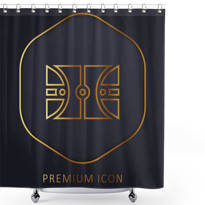 Personality  Basketball Court Golden Line Premium Logo Or Icon Shower Curtains