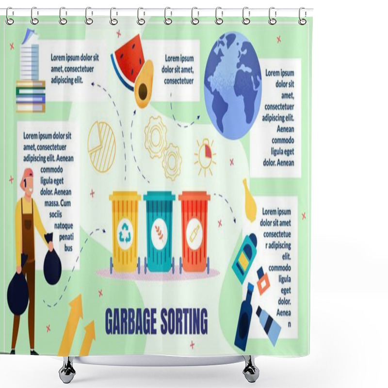 Personality  Home Waste Sorting Flat Vector Infographics Poster Shower Curtains