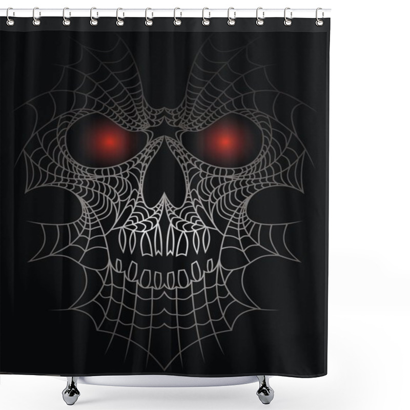 Personality  Human Skull As Spider Net  Shower Curtains