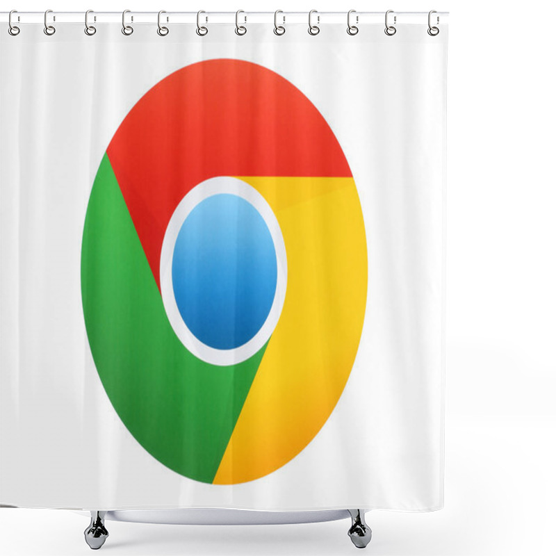 Personality  Google Chrome Logo Printed On Paper On White Background Shower Curtains