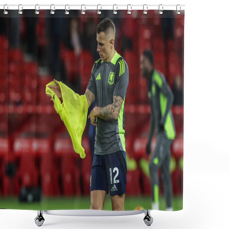 Personality  Lucas Digne Of Aston Villa In The Pregame Warmup Session During The Premier League Match Nottingham Forest Vs Aston Villa At City Ground, Nottingham, United Kingdom, 14th December 2024 Shower Curtains