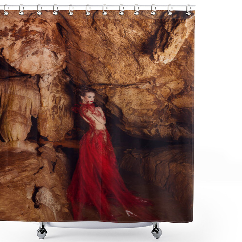 Personality  Sexy Woman In Red Dress Shower Curtains