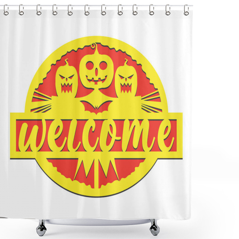 Personality  Halloween Welcome Round Sign Door Hanger Laser Cut Shower Curtains