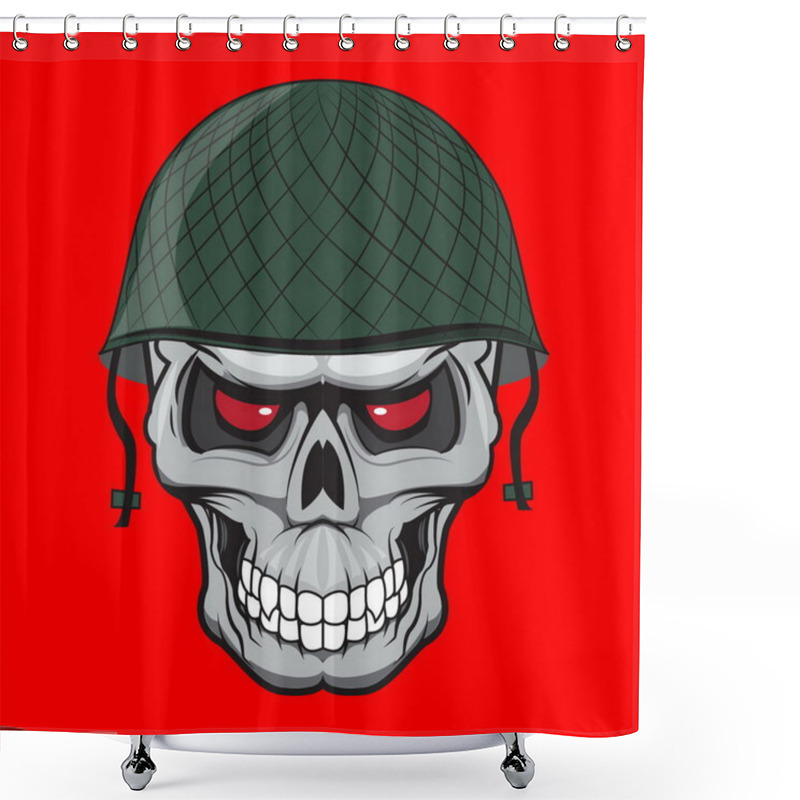 Personality  Skull Soldier Illustration Isolated Shower Curtains