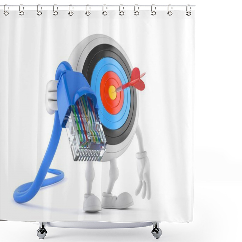 Personality  Bull's Eye Character Holding Network Cable Shower Curtains