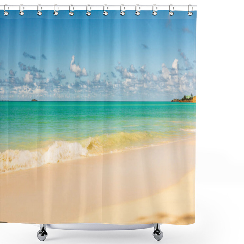 Personality  Caribbean Beach With White Sand, Deep Blue Sky And Turquoise Water Shower Curtains