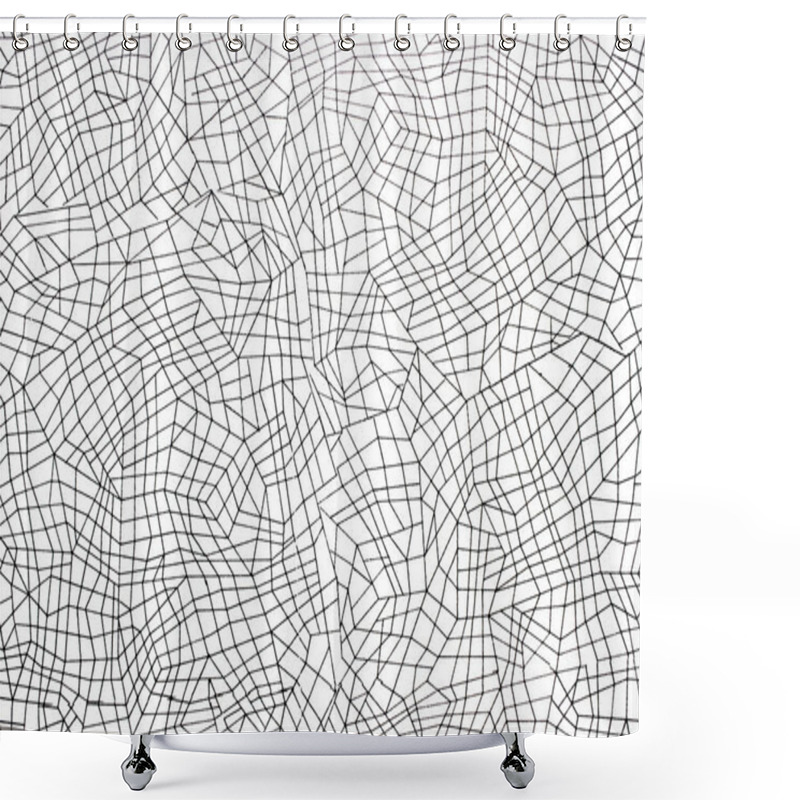 Personality  The Texture Is Modern And Stylish With Thin Lines That Form A Regular Repetitive Distortion Of The Linear Grid With Hexagonal Triangles Of Diamond Squares. Fashionable Geometric Design Shower Curtains