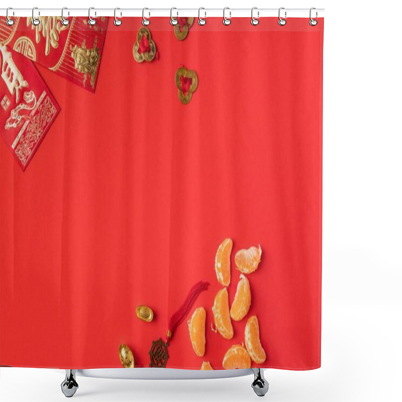 Personality  Chinese Decorations And Tangerines Shower Curtains