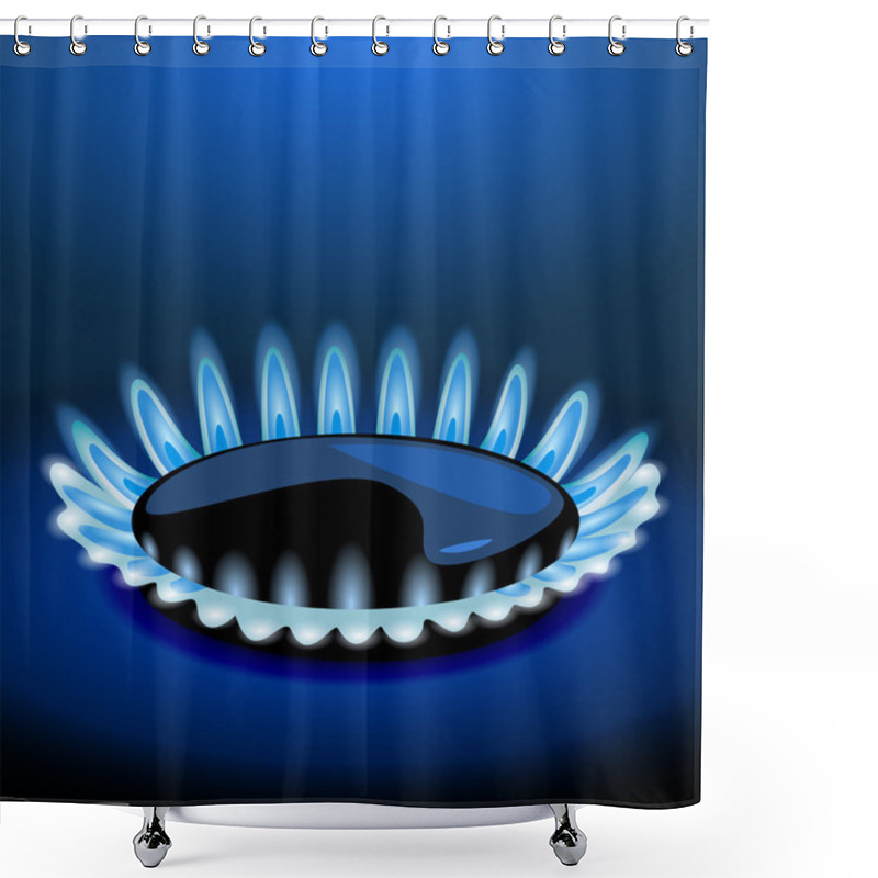 Personality  Flames Of Gas Stove In The Dark. Vector Shower Curtains