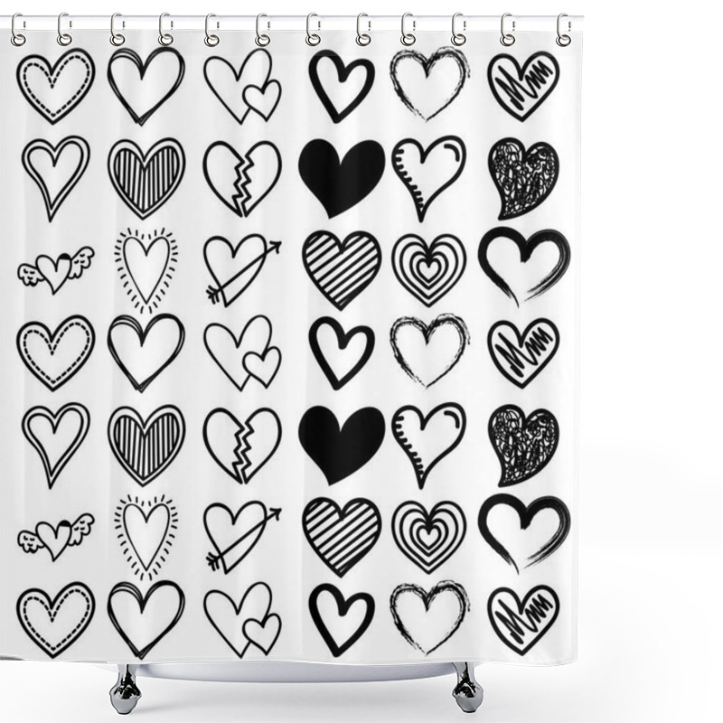 Personality  Beautiful Seamless Romantic Pattern With Hearts Shower Curtains