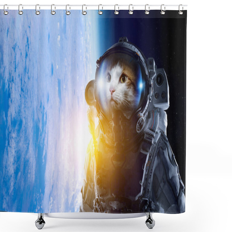 Personality  First Trip To Space. Mixed Media Shower Curtains