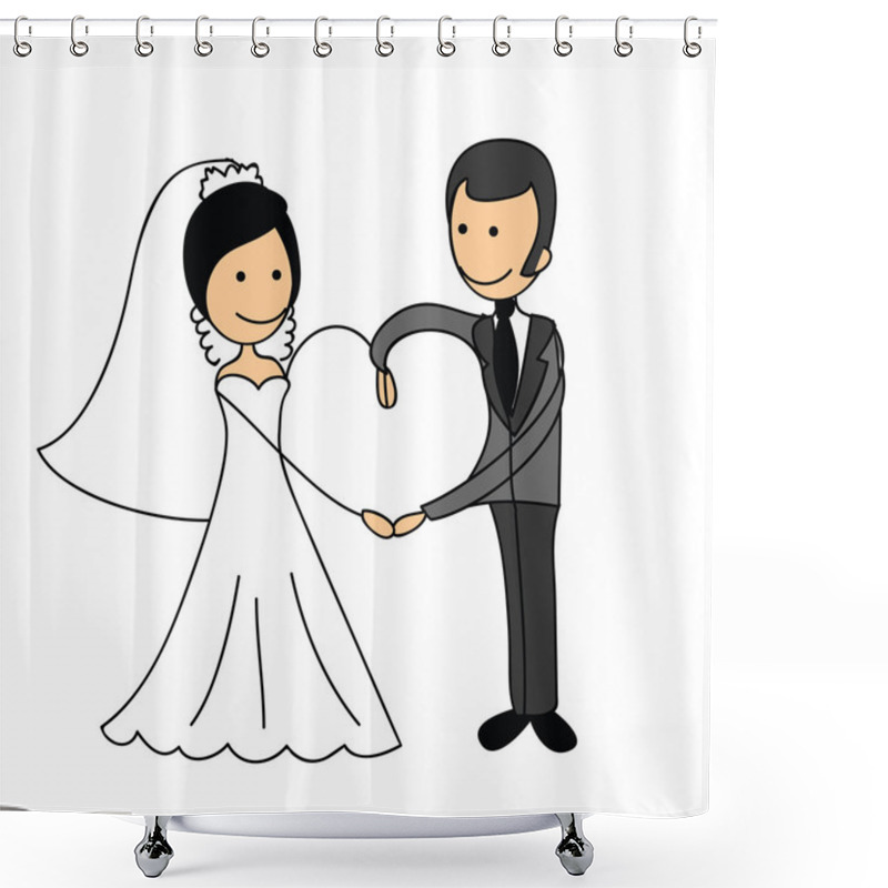 Personality  Wedding Icons Set Shower Curtains