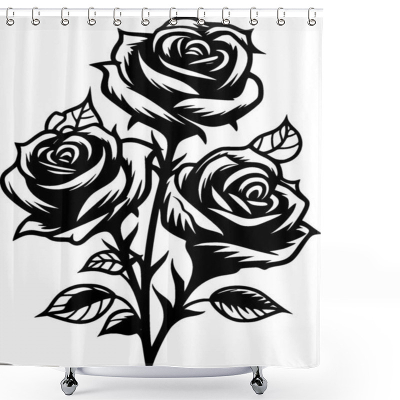 Personality  Roses - Minimalist And Flat Logo - Vector Illustration Shower Curtains