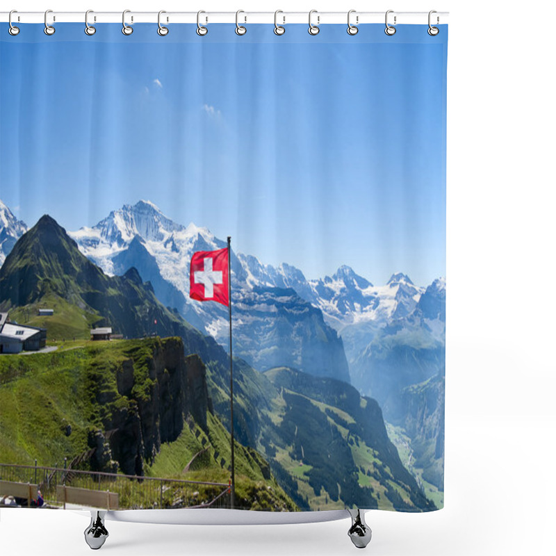 Personality  Swiss Flag On The Top Of Mannlichen Shower Curtains