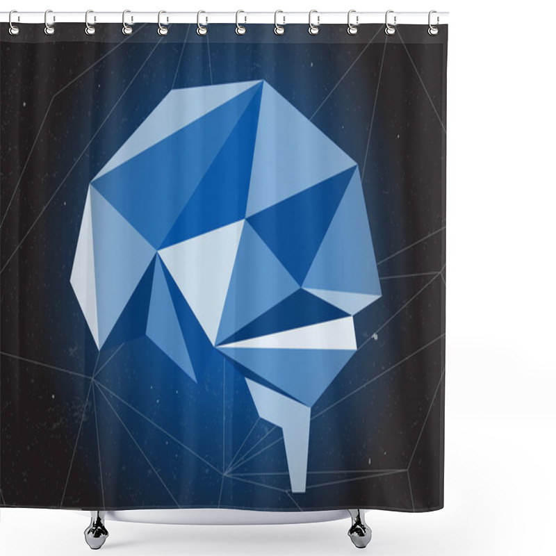 Personality  Abstract Of Brain Graphic Using Polygon And Geometry Shape. Shower Curtains