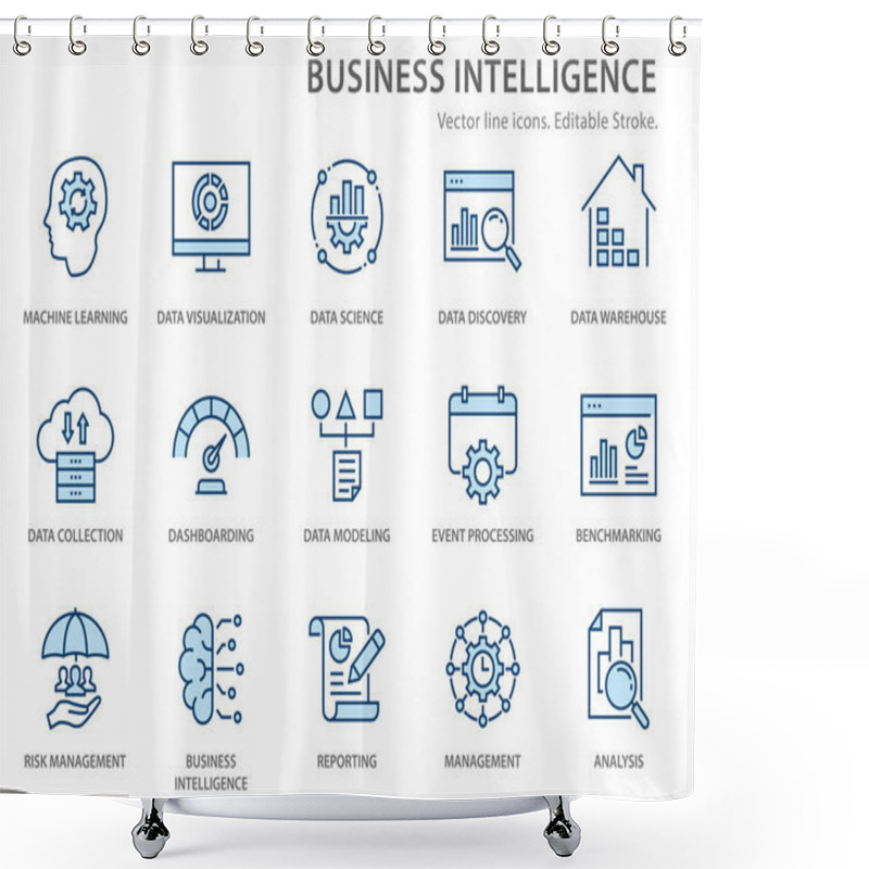 Personality  Business Intelligence Icons Set. Vector Illustration. Editable Stroke. Shower Curtains