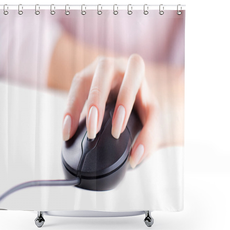 Personality  Female Hand On Computer Mouse Shower Curtains