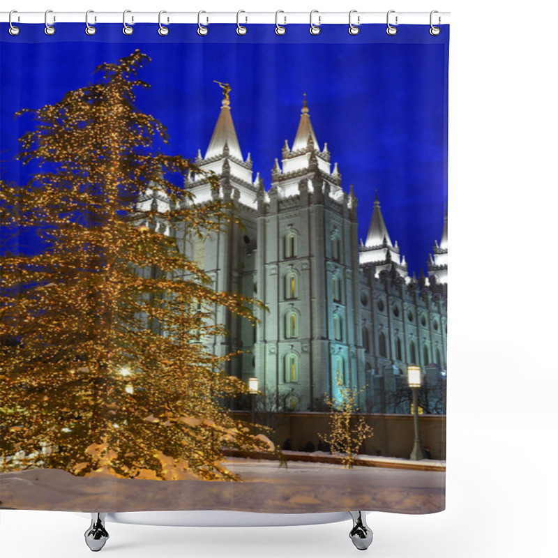 Personality  Salt Lake City Temple Square Christmas Lights Shower Curtains