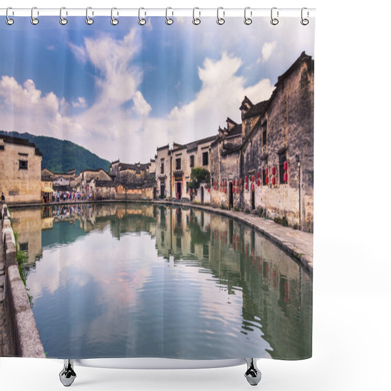 Personality  Hongcun, China - July 28, 2014: Lake In The Old Town Of Hongcun Shower Curtains