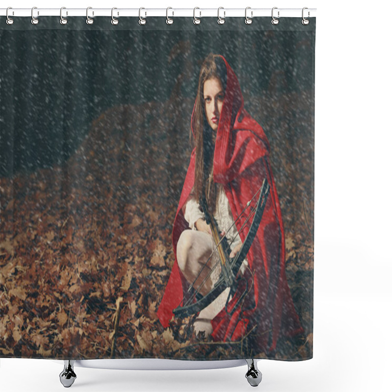 Personality  Little Red Riding Hood In The Dark Forest Shower Curtains