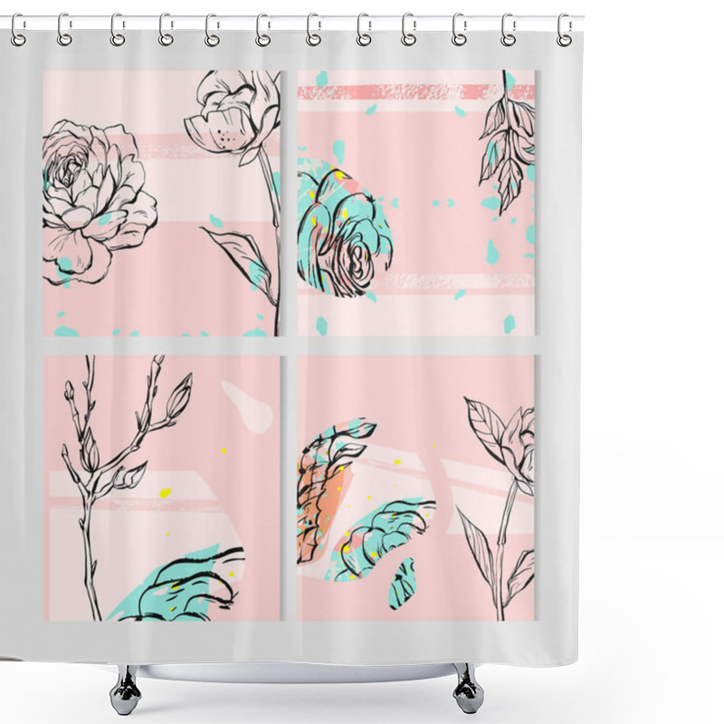 Personality  Geometric Cactus And Succulents On Pink Background. Vector Set With Succulents Flowers, Concrete Pots And Glass Terrariums. Vector Illustration. Seamless Pattern. Shower Curtains